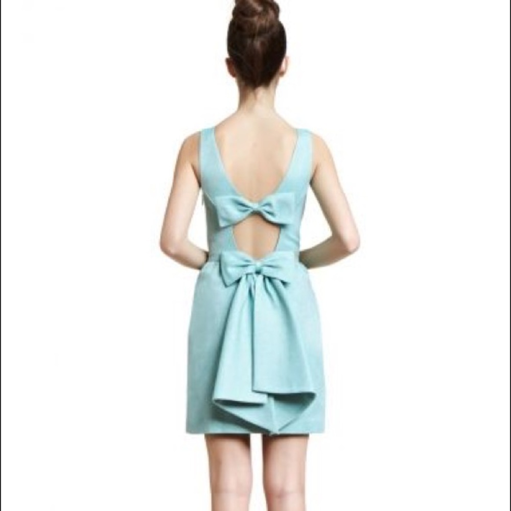 Erin Featherston Blue Bow-Back Dress 6/8 Medium